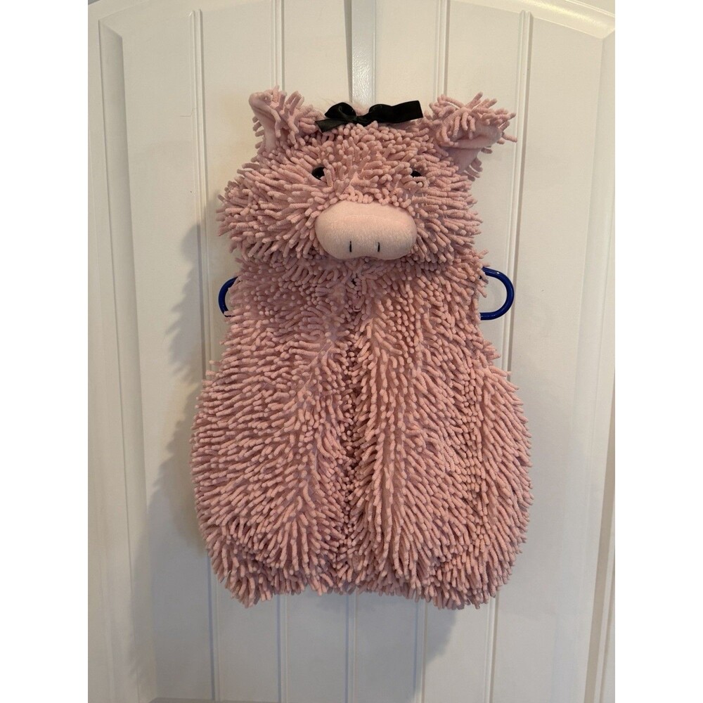 Going Wild Baby Pig Costume 3-6M Pink Shaggy Chenille Piglet Halloween Hooded